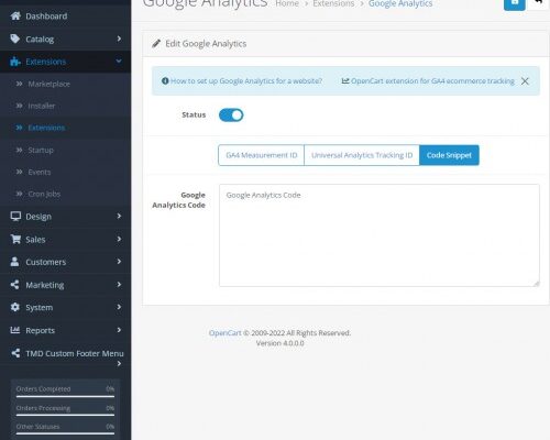 Opencart Admin Panel