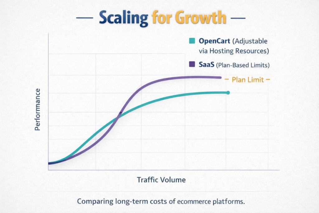 Line chart comparing performance and scalability of platforms