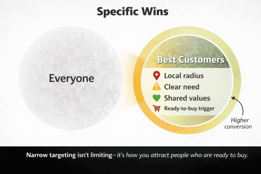 Graphic showing that targeting a specific best-customer segment is more effective than targeting everyone