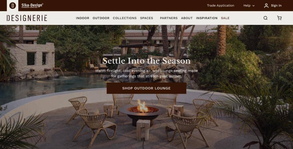 Designerie ecommerce store homepage on desktop