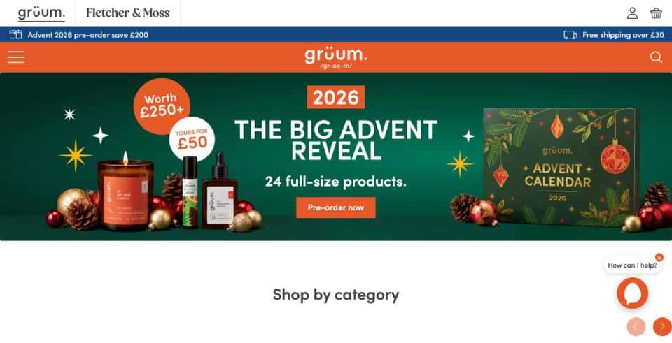 grüum ecommerce store homepage on desktop