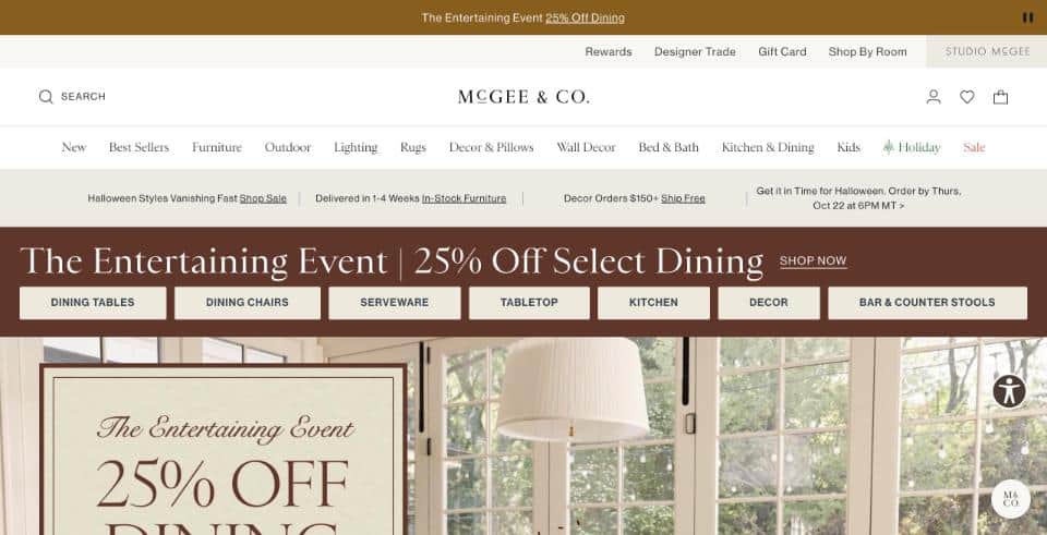 McGee & Co. ecommerce store homepage on desktop